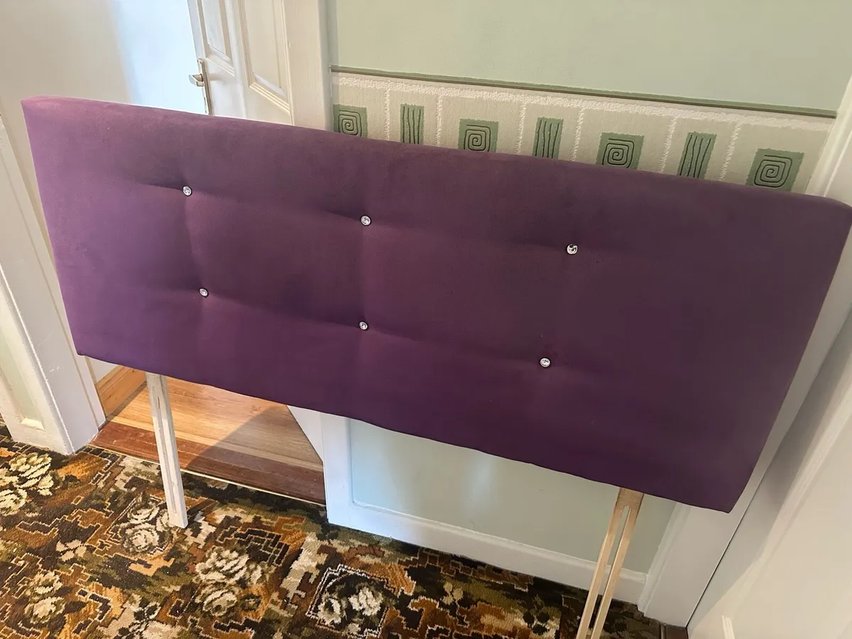 Purple Suede Diamond Headboard - Image 2