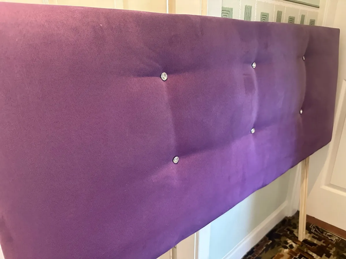 Purple Suede Diamond Headboard - Image 3