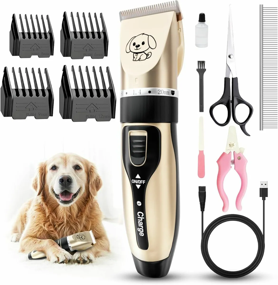 Clippers, with 4 Guide Combs and Cleaning Brush Na