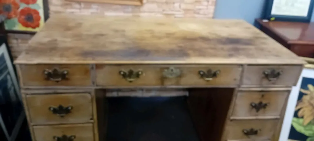 Victorian Era Stripped Pine Office Desk - Image 2