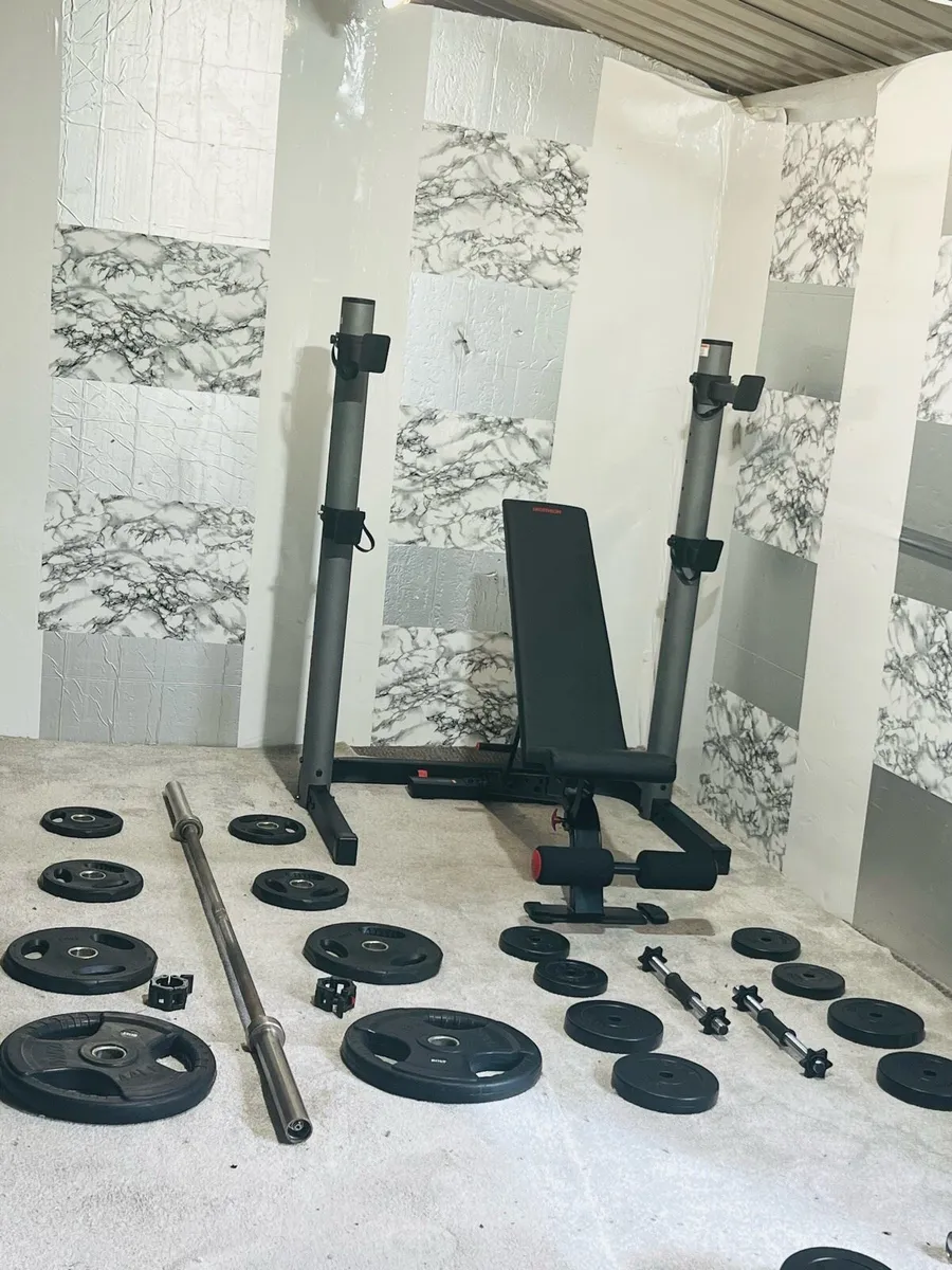 Weight bench Olympic weight bar rack dumbbells - Image 4