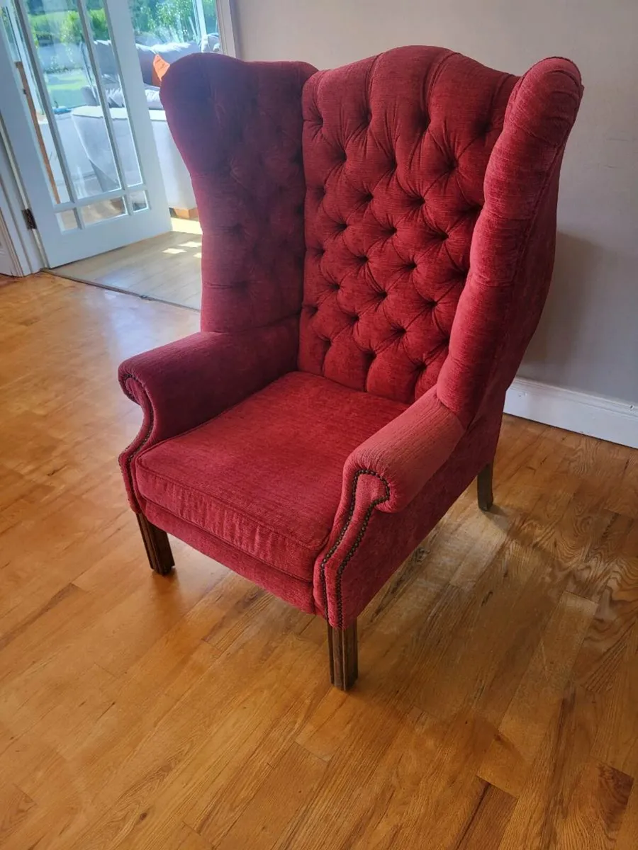 Re upholstered wing back chair - Image 2