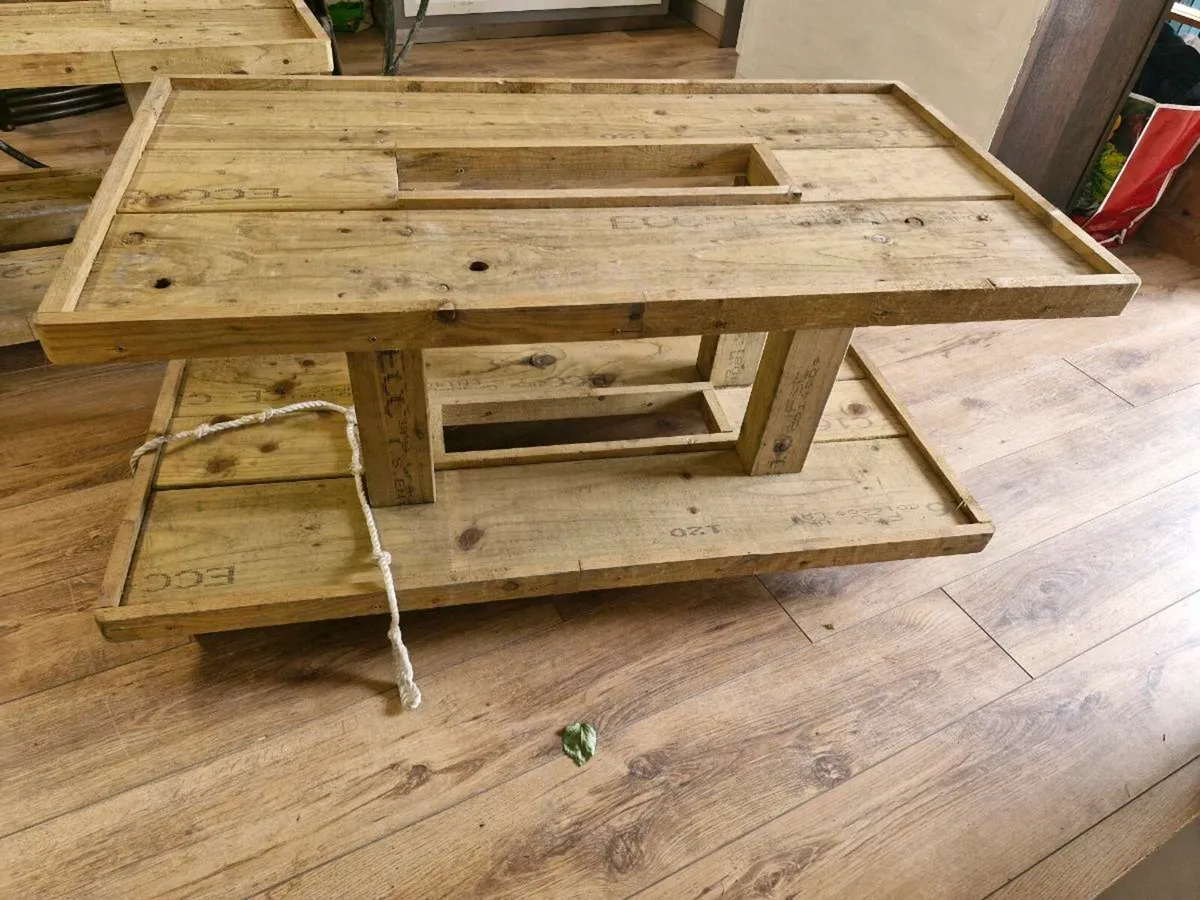 Pair of wooden trolleys - Image 2
