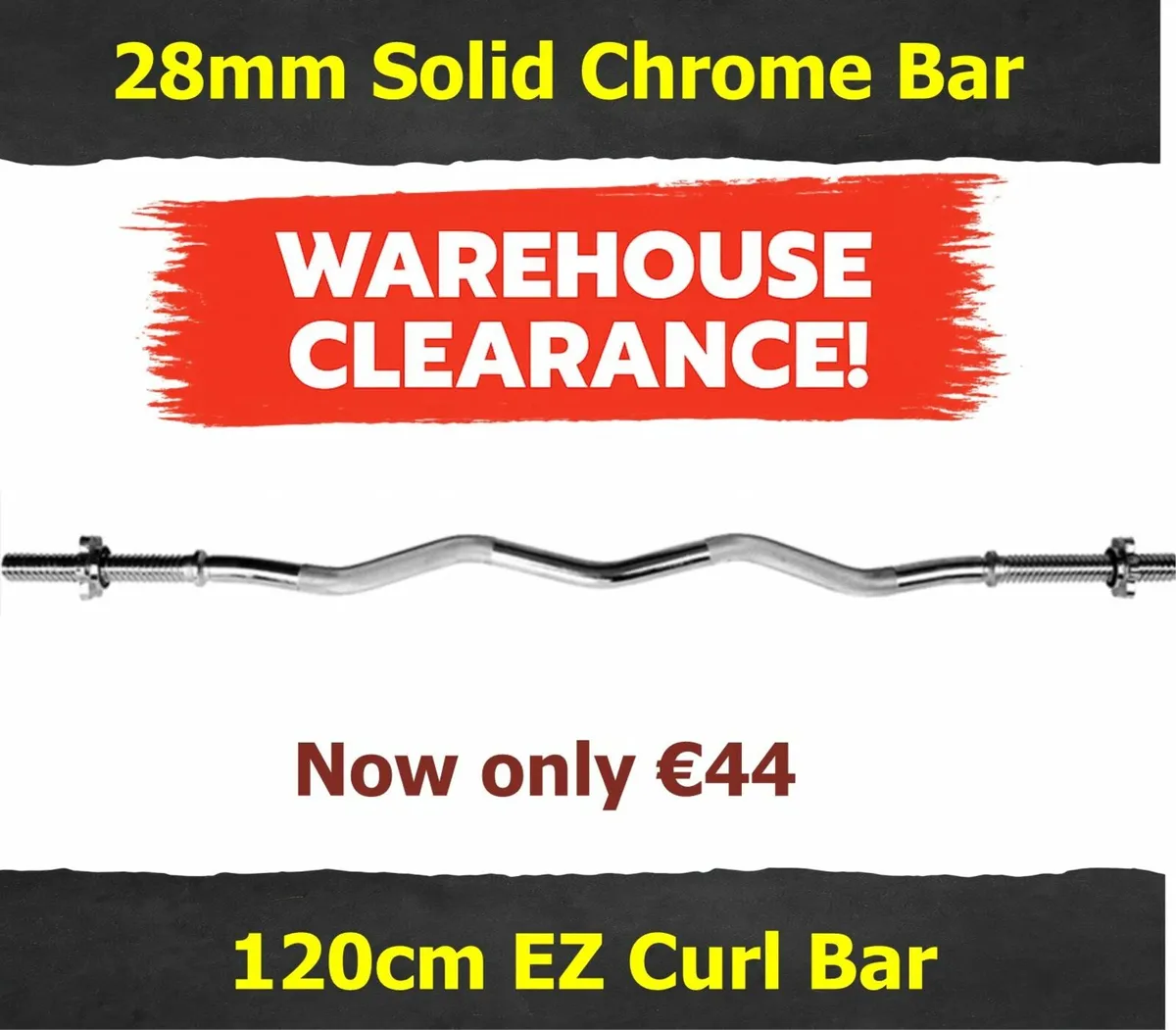 Solid Chrome Dumbbell Handle 28mm CLEARANCE - Image 3