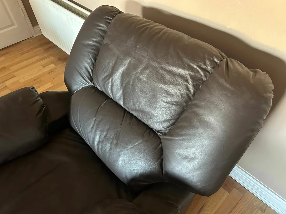 Armchair, 2 & 3 seater brown sofa - Image 3
