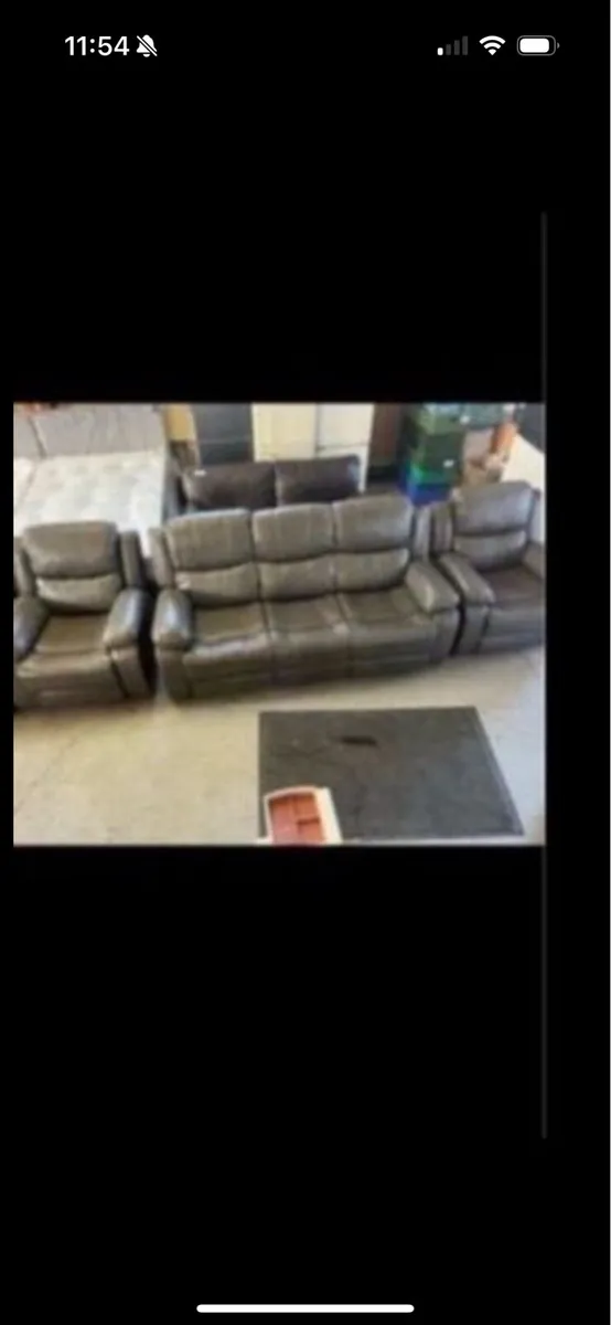 New leather couches grey and black - Image 1