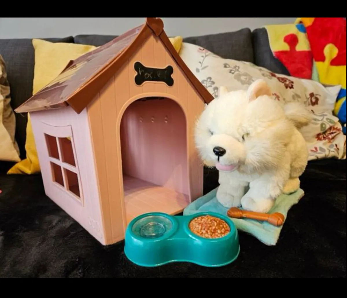 Plush Dog, Kennell & Food Playset - Image 1