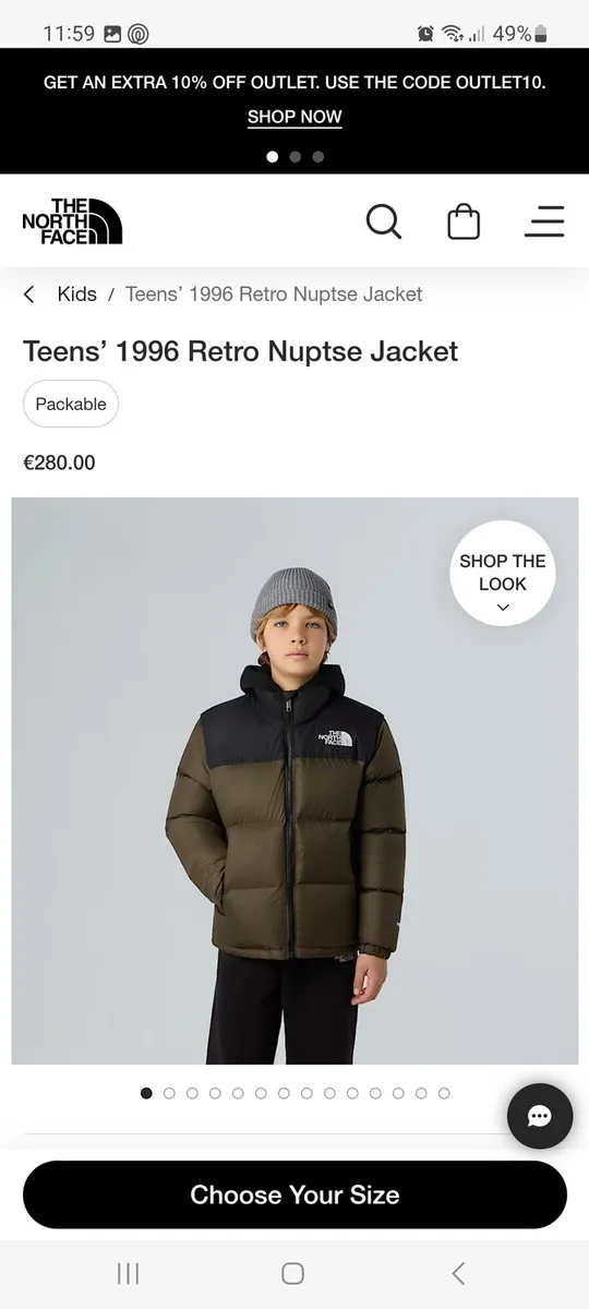 North Face Nuptse Jacket Teen - Image 1