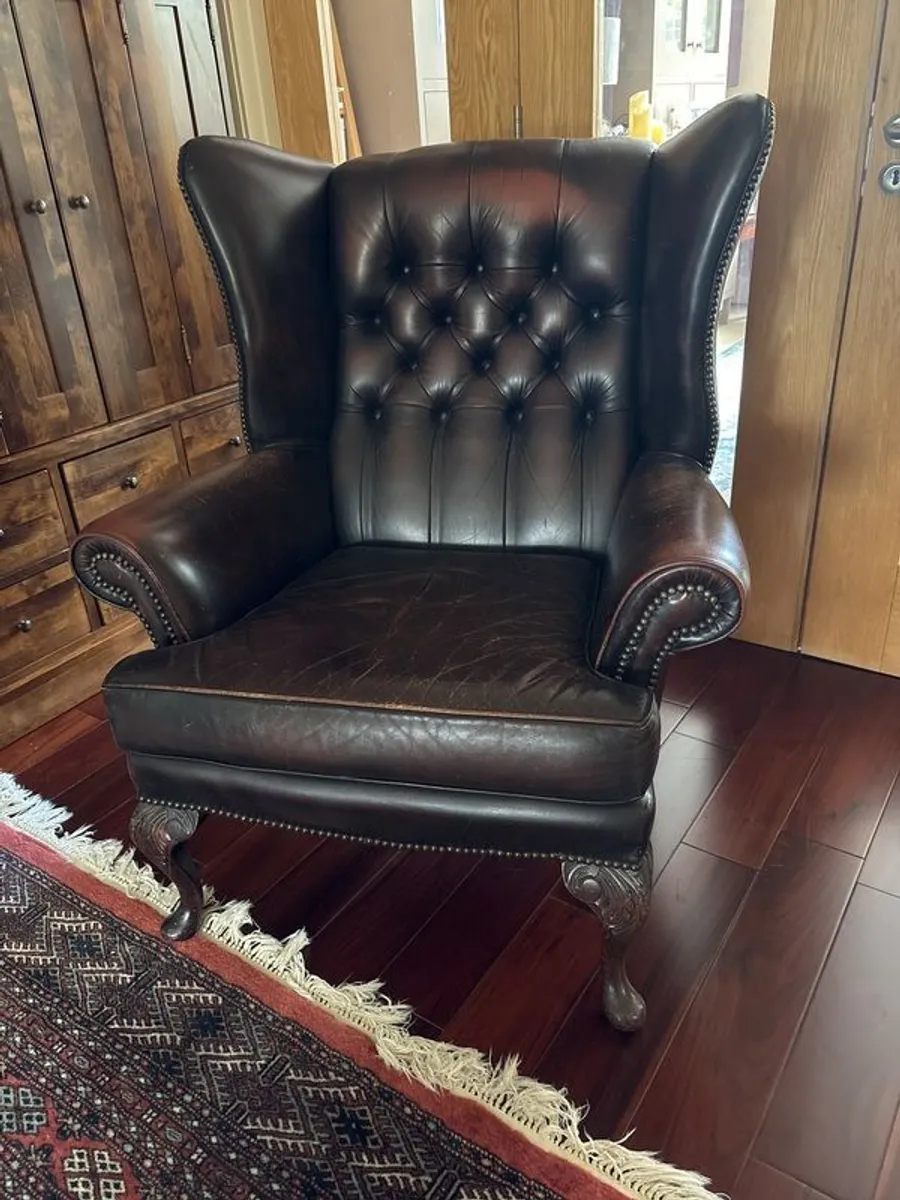 Queen Anne Leather Chairs - Image 1