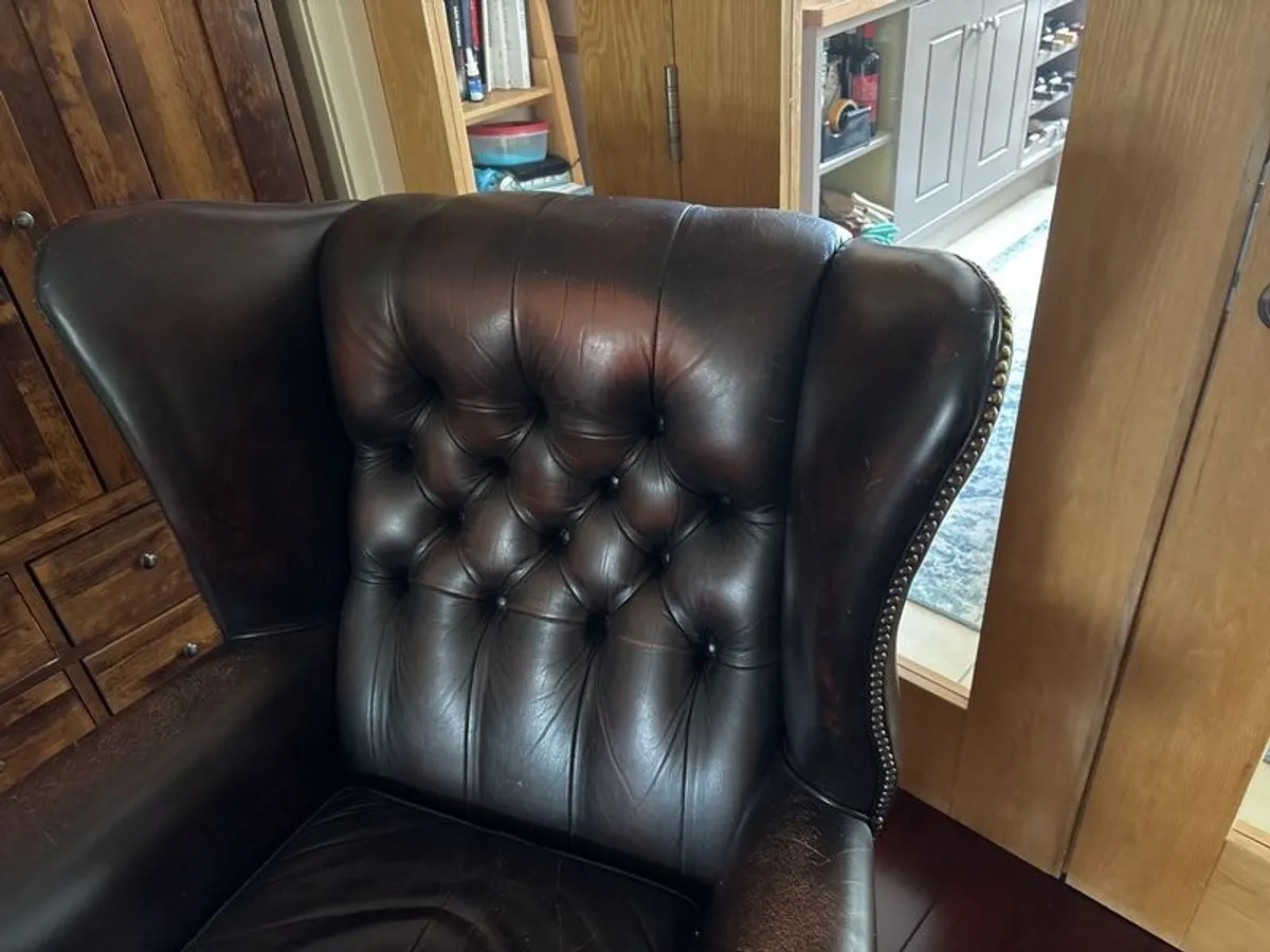Queen Anne Leather Chairs - Image 2