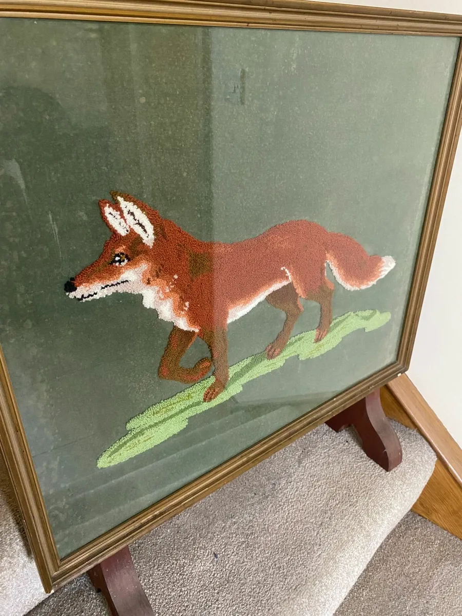 Vintage Needlepoint Framed Fox Firescreen, bespoke - Image 2