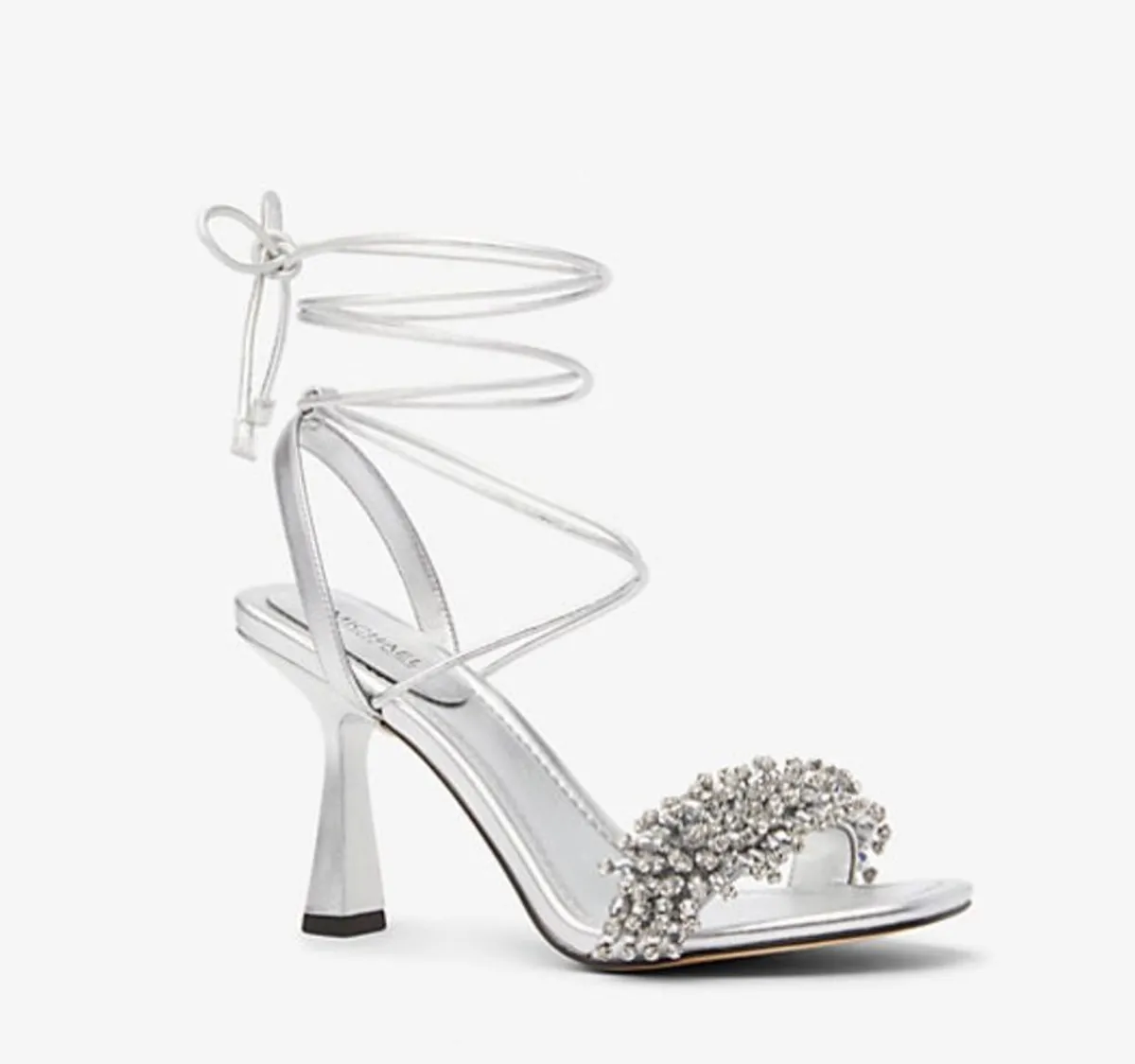 Michael Kors UK4 Silver Hand Beaded Leather Wedding/Occasion Heels - Image 1