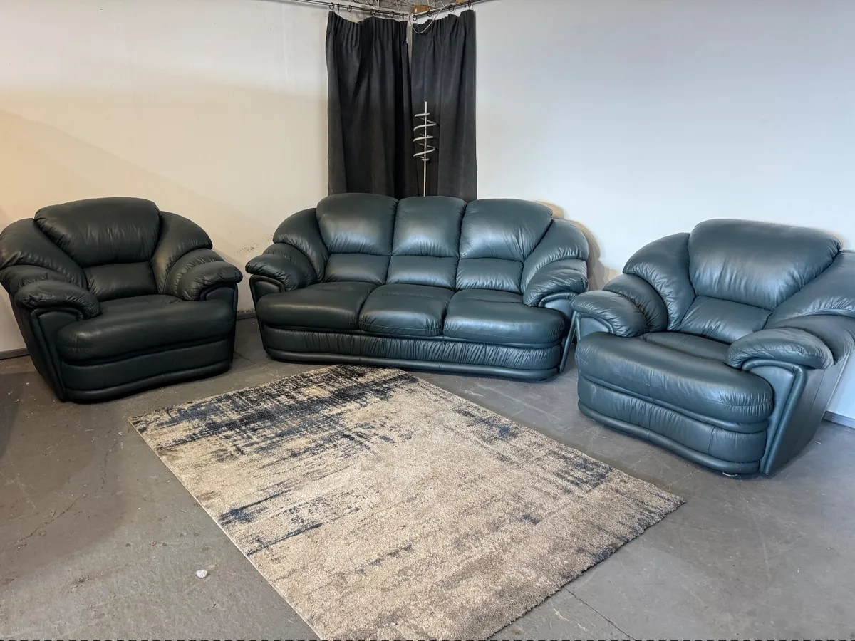 For Sale: Fully Refurbished Green Leather 3+1+1 Su - Image 1