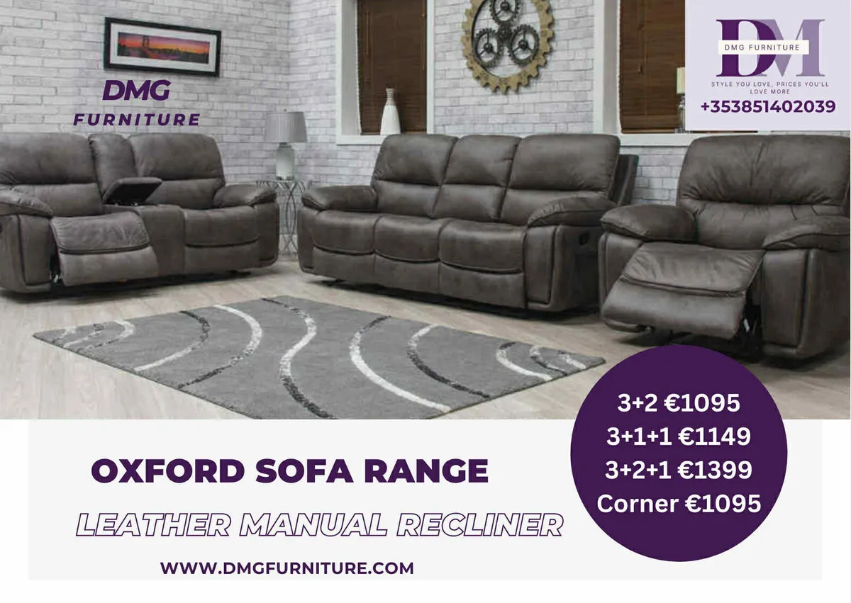 New Oxford Grey Fabric Corner Recliner Sofa - Image 3
