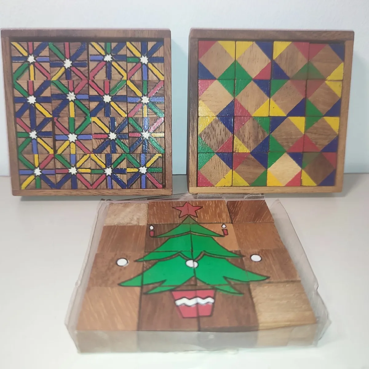 Collection  Wooden Vintage Miniature Block Puzzles