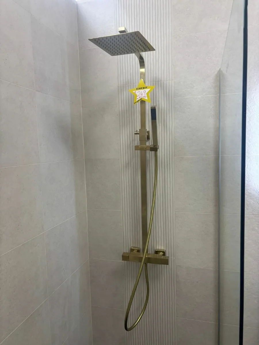 Bathshack - Premium Brushed Brass Rain Shower Kit - Image 2