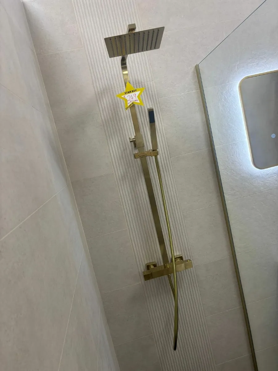 Bathshack - Premium Brushed Brass Rain Shower Kit - Image 3
