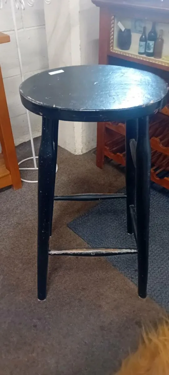 Vintage Ebonised Kitchen Stool - Image 1