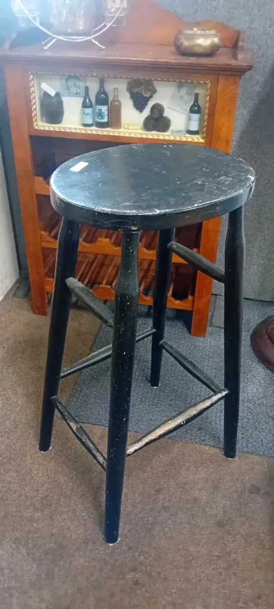 Vintage Ebonised Kitchen Stool - Image 2