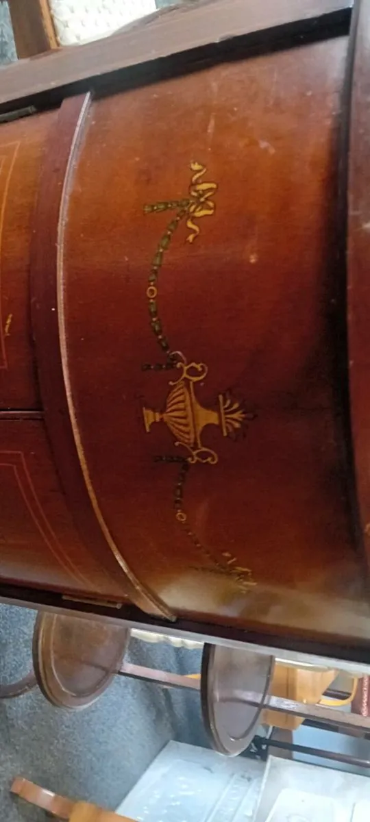 Inlaid Edwardian Era Works Cabinet - Image 2