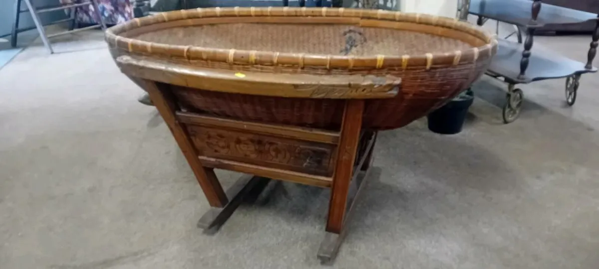 Antique Carved Oriental Baby's Crib - Image 1