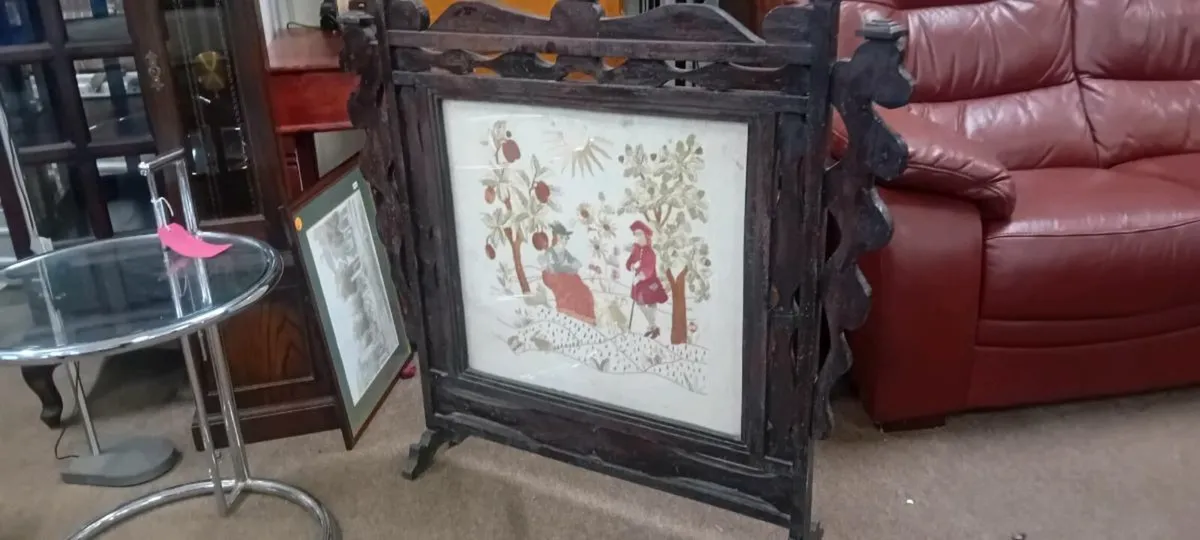 Large Victorian Era Wooden Firescreen - Image 1