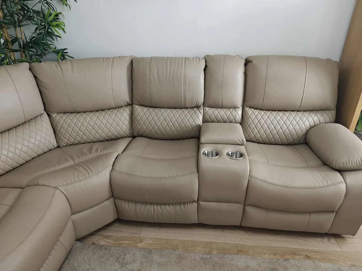 Rita Corner True Beige Leather Recliner Sofa - Image 3