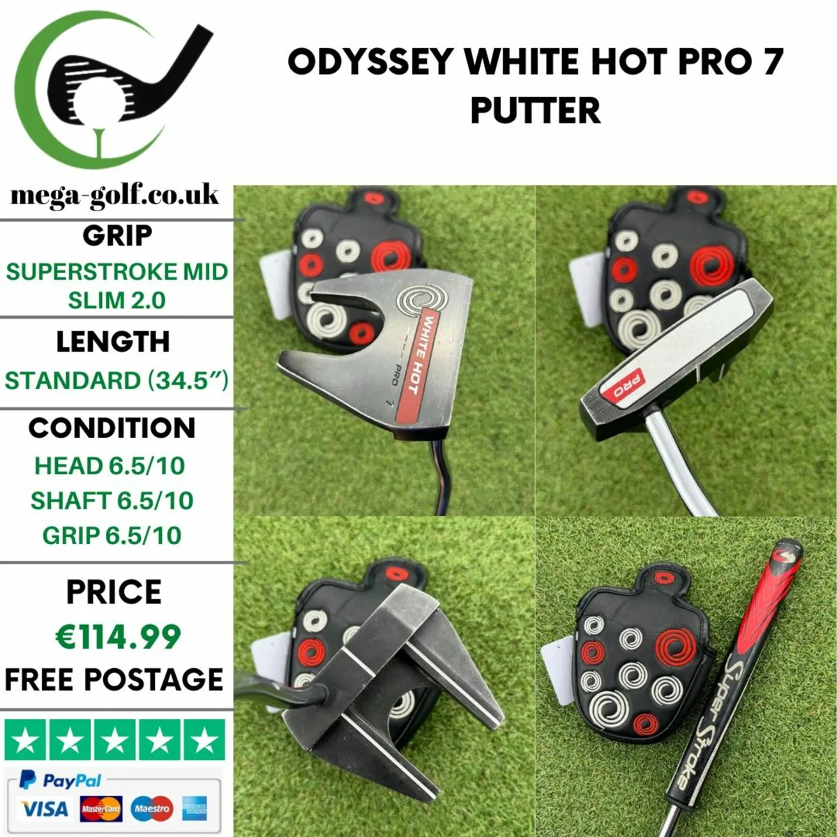ODYSSEY WHITE HOT PRO 7 PUTTER / 34.5″ - Image 1