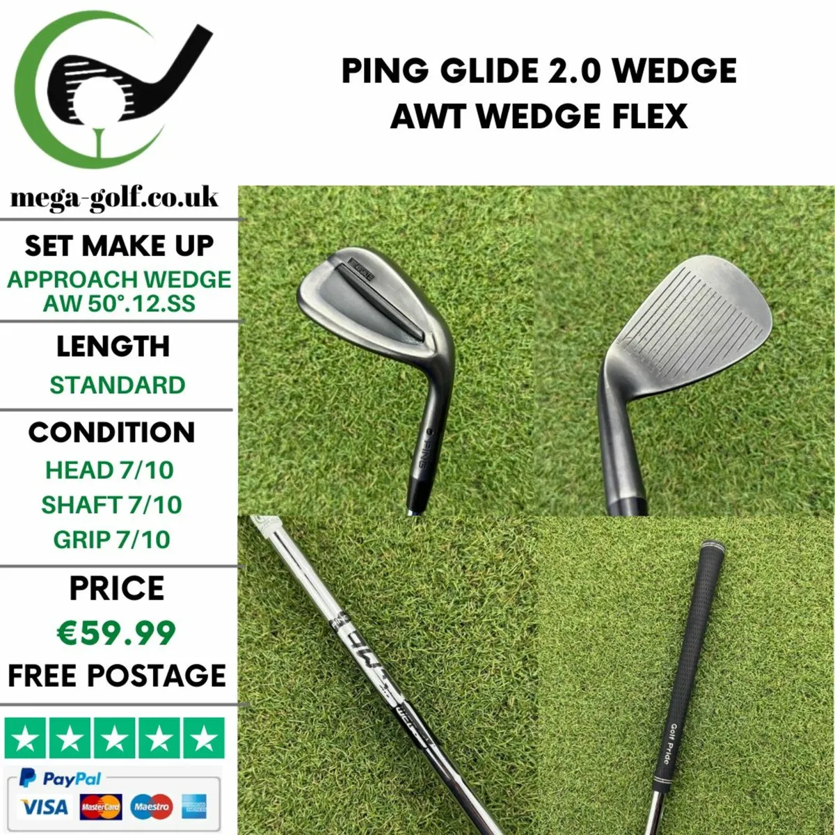 PING GLIDE 2.0 WEDGE AW 50°.12.SS / AWT WEDGE FLEX - Image 1
