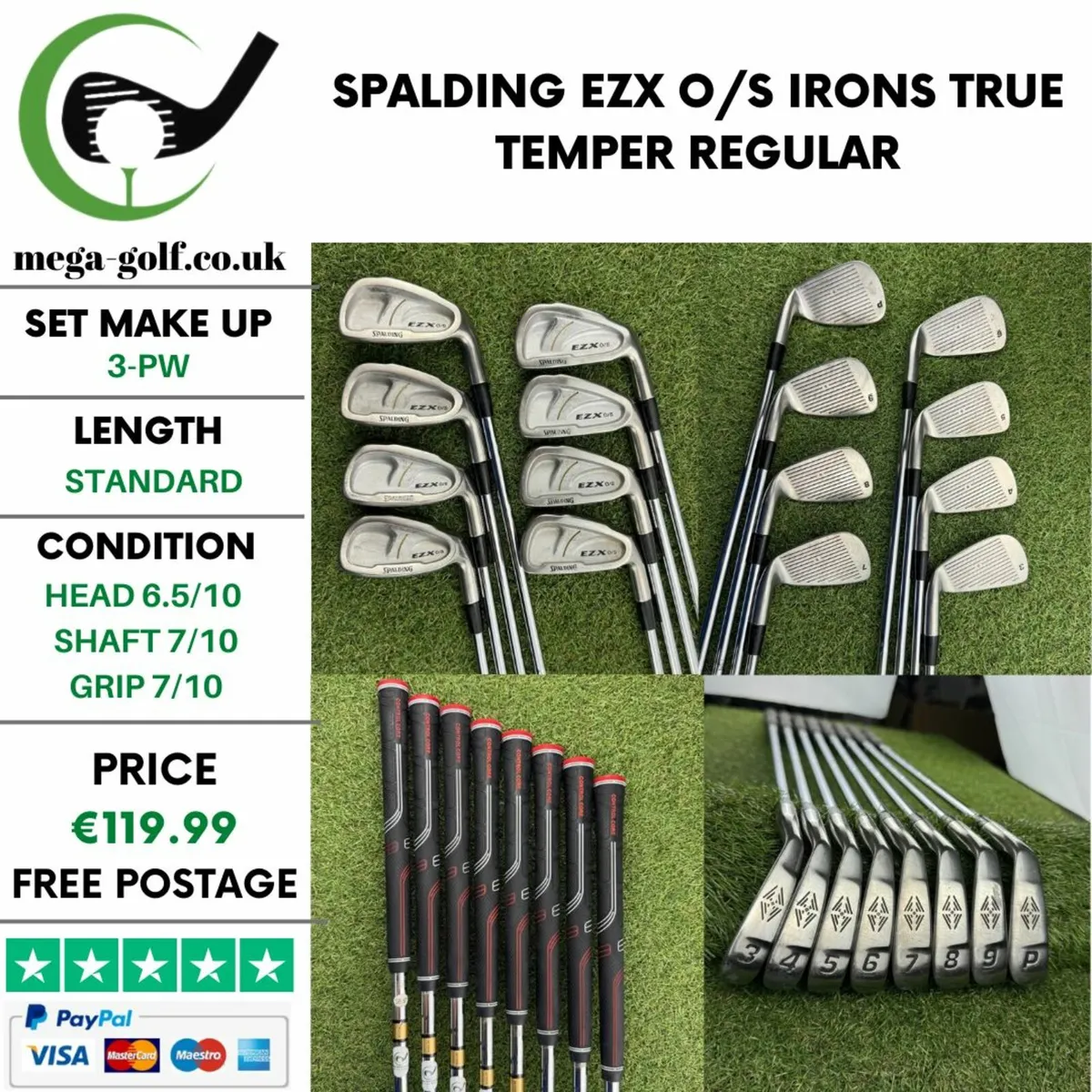 SPALDING EZX O/S IRONS / 3-PW /TRUE TEMPER REGULAR - Image 1