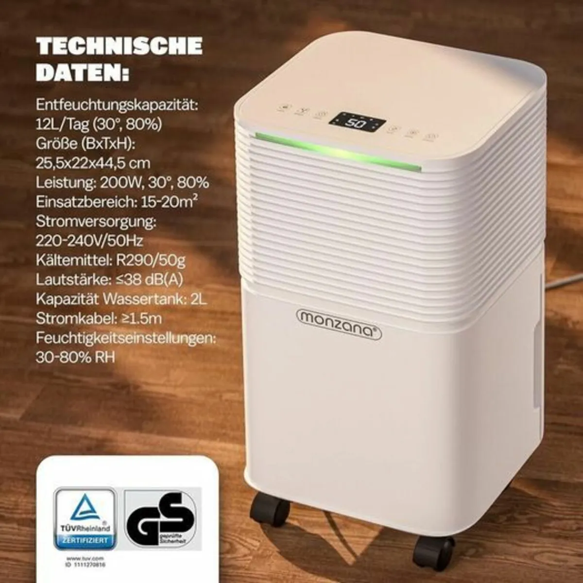 Electric Dehumidifier 15-20 m1b2L/Day LED Display - Image 2