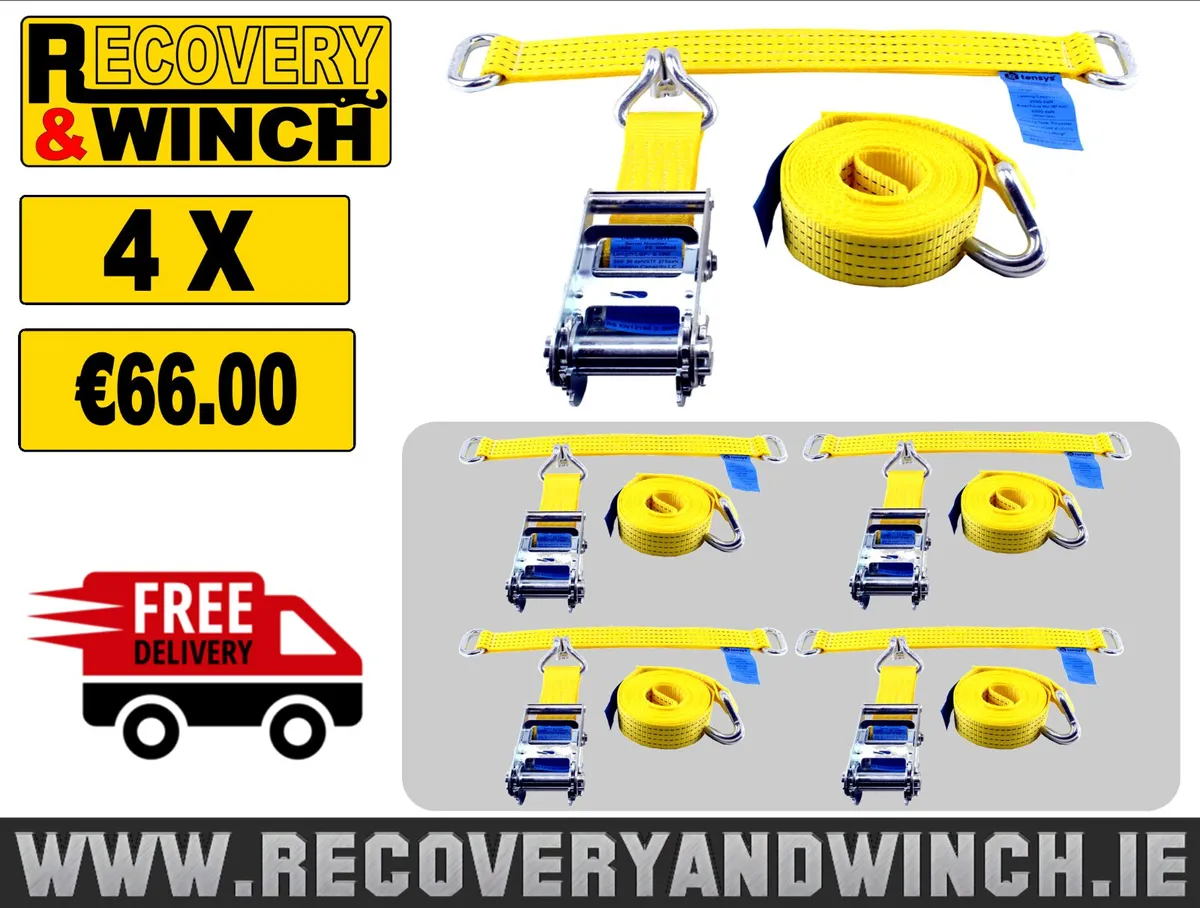 CAR TRANSPORTER STEEL EYE WHEEL STRAPS - Image 1