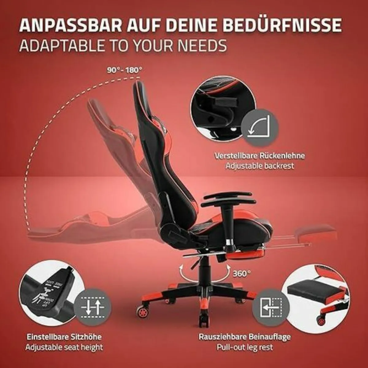 Gaming Chair with Footrest Office Chair - Image 3