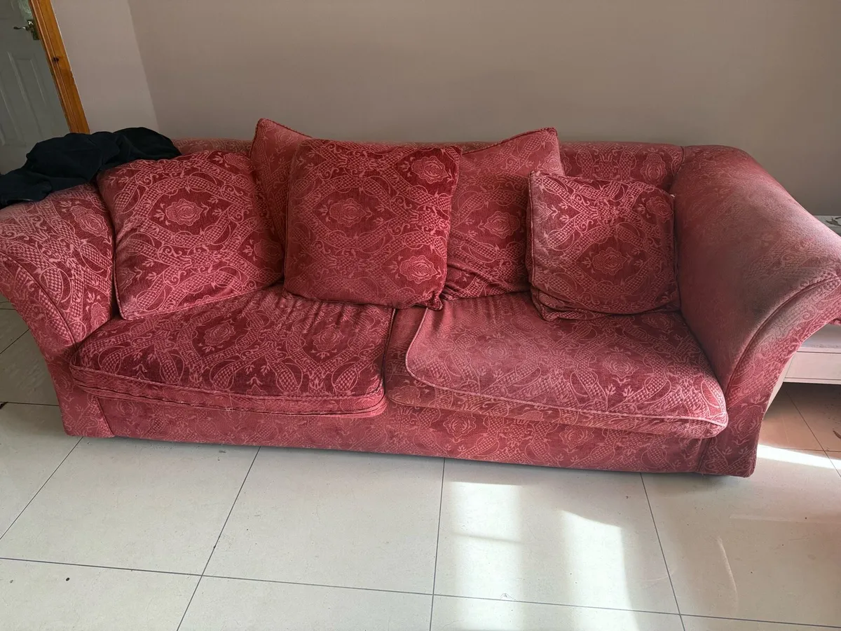 2 seater / 3 seater cream leather couch - Image 3