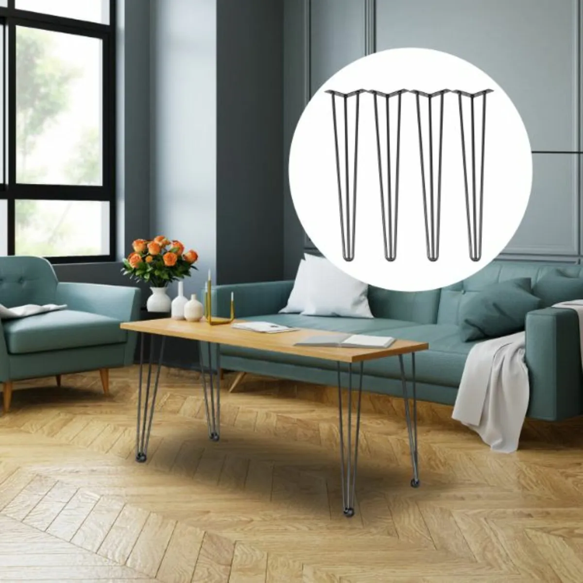 Hairpin Table Legs 30 inch Black Set of 4 - Image 3