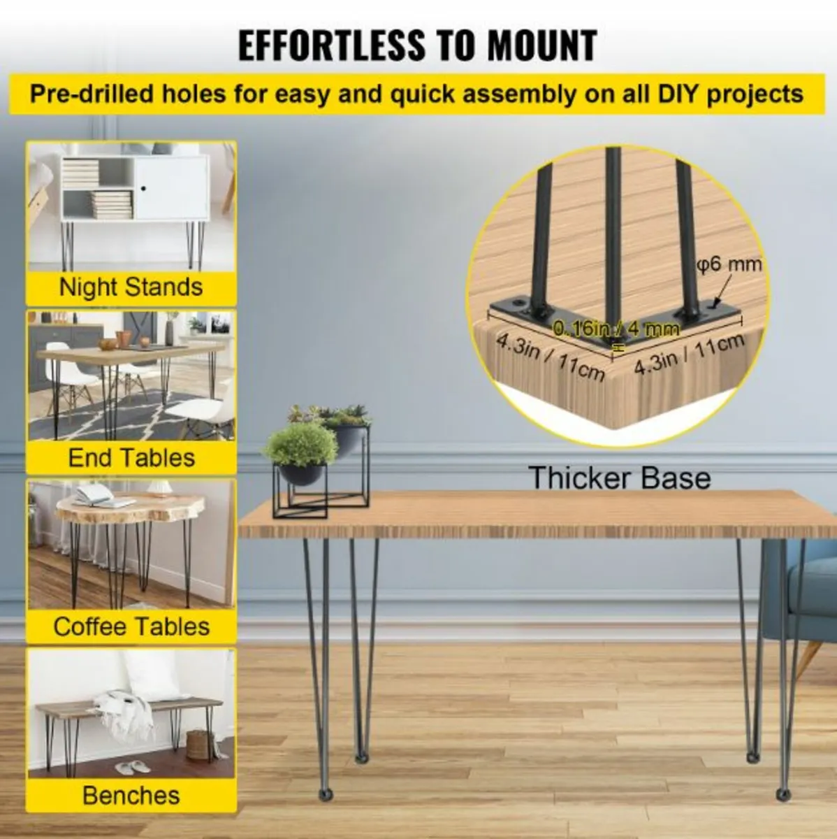 Hairpin Table Legs 30 inch Black Set of 4 - Image 4