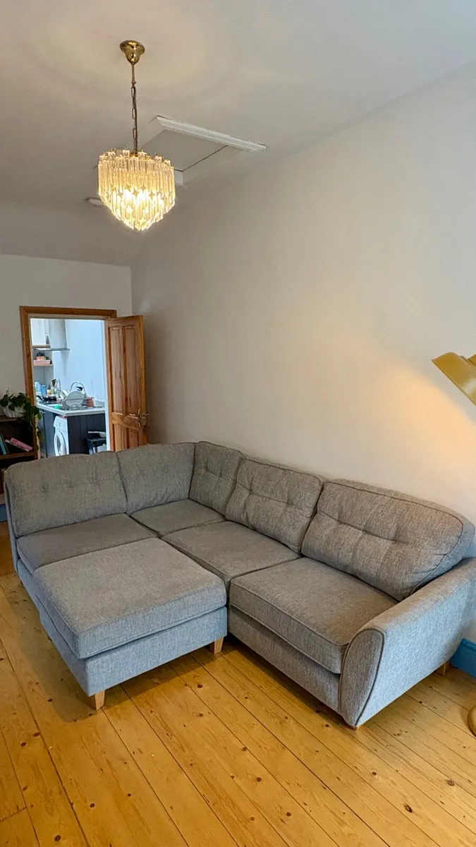 Comfy corner couch with pouffe foot rest - Image 1