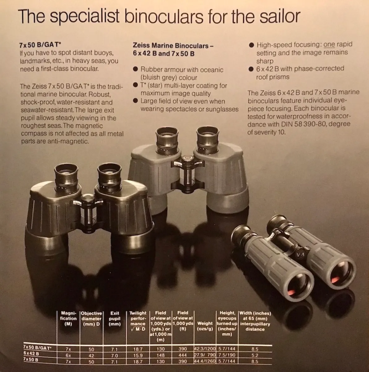 Zeiss 7 x 50 Nautical binocular boating sailing - Image 3