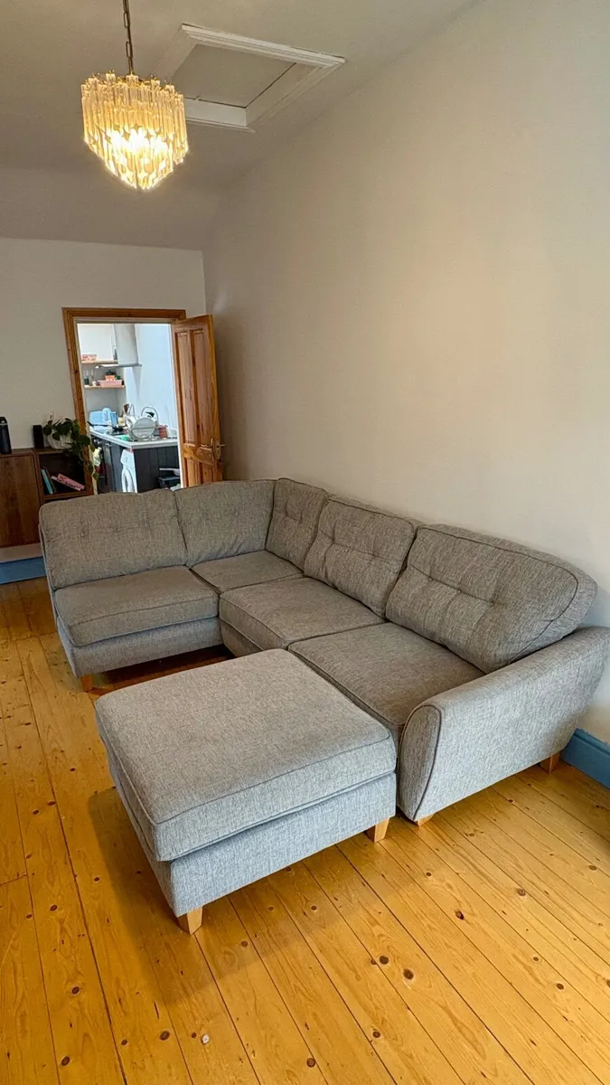 Comfy corner couch with pouffe foot rest - Image 2