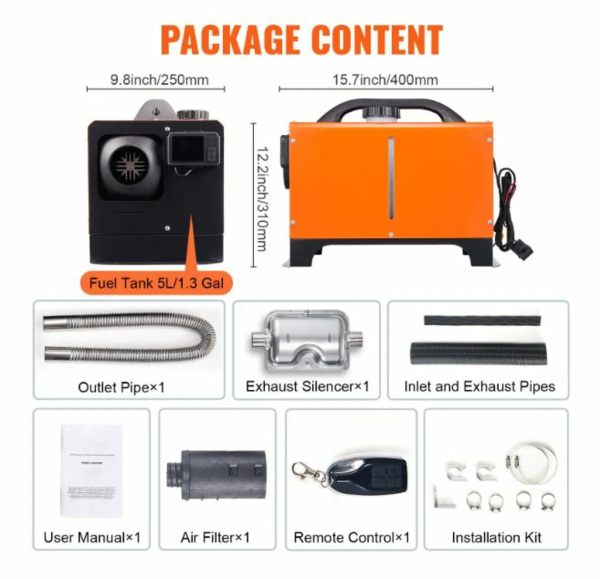 Diesel Air Heater All-in-one 12V 8KW Bluetooth App - Image 3