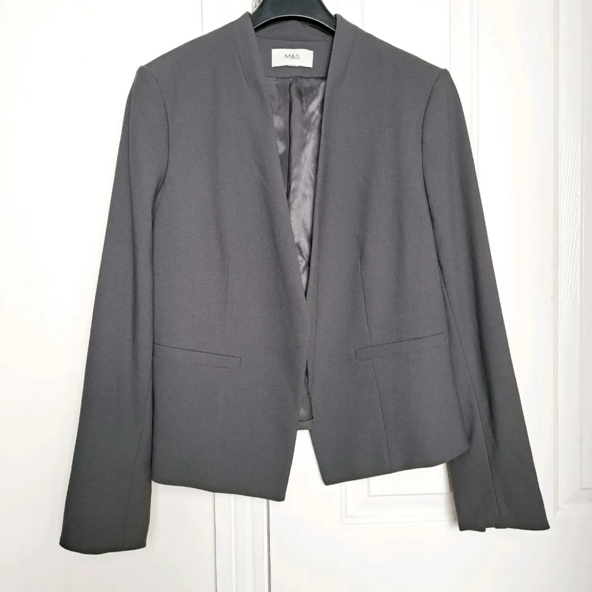 Marks & Spencer Grey Collarless Blazer 14UK/42EU - Image 1