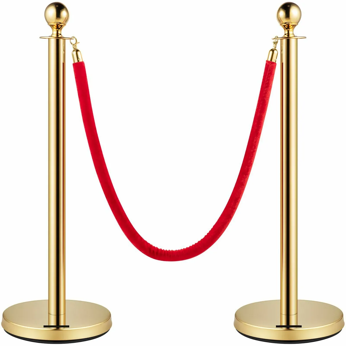 Set of 2 Gold Round Top Queue Control Stanchion - Image 3