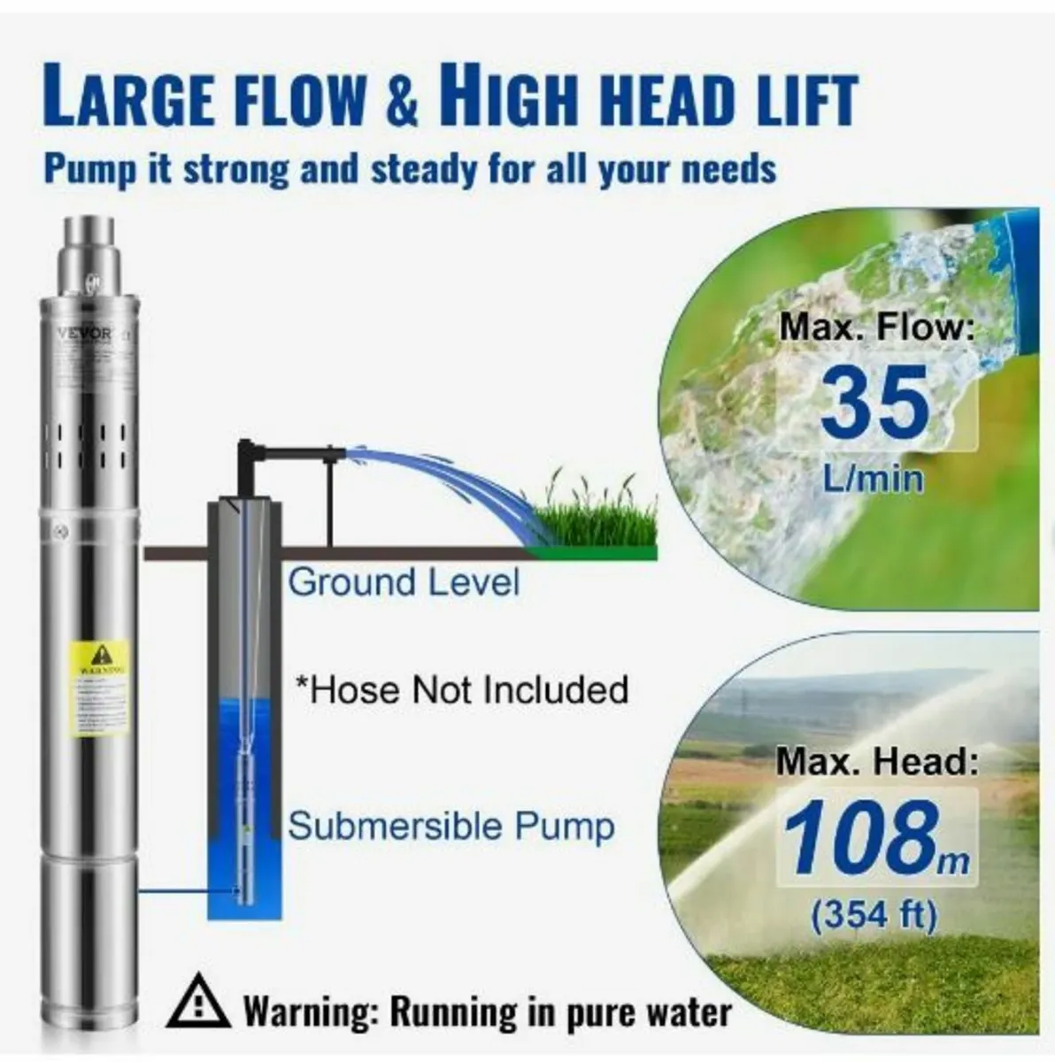 Deep Well Submersible Pump, 550W - Image 3