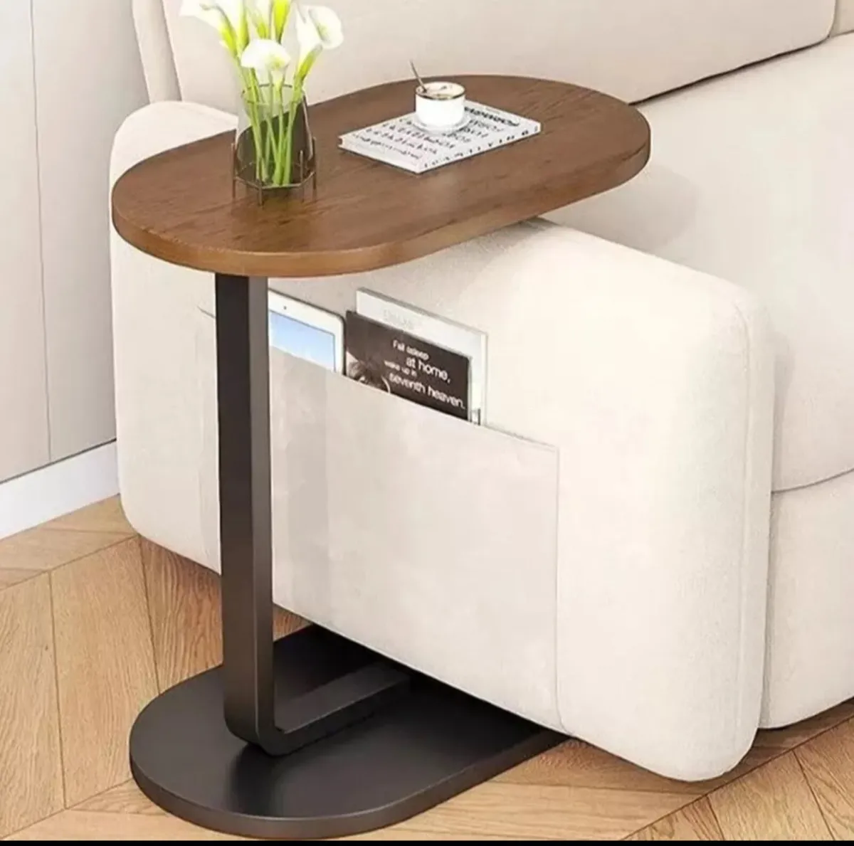 C Shaped Compact Sofa Side End Coffee Table - Image 1