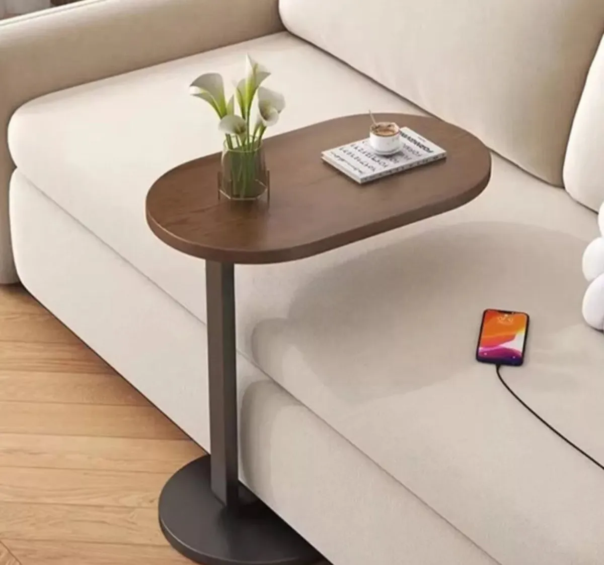 C Shaped Compact Sofa Side End Coffee Table - Image 2