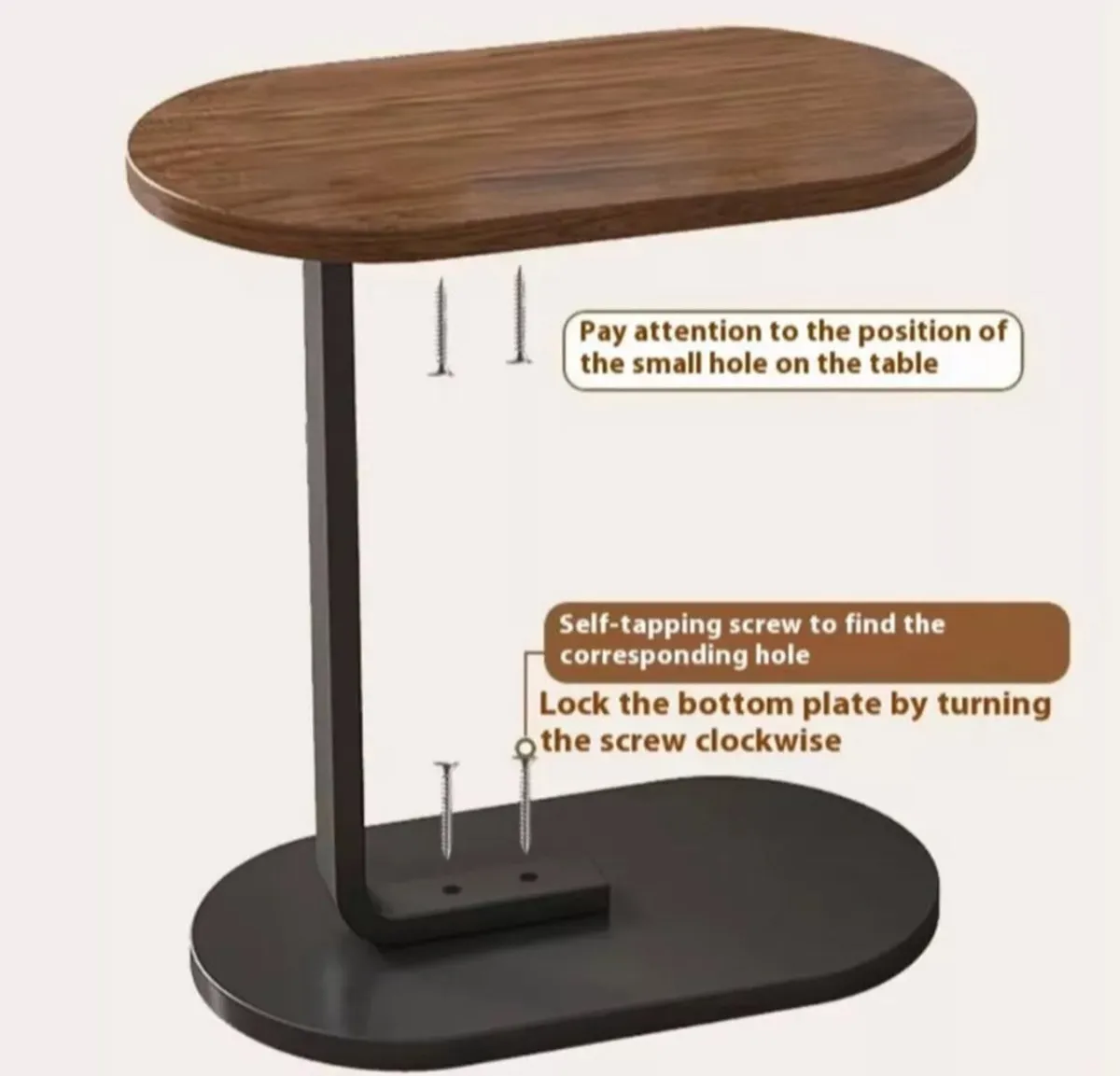 C Shaped Compact Sofa Side End Coffee Table - Image 4