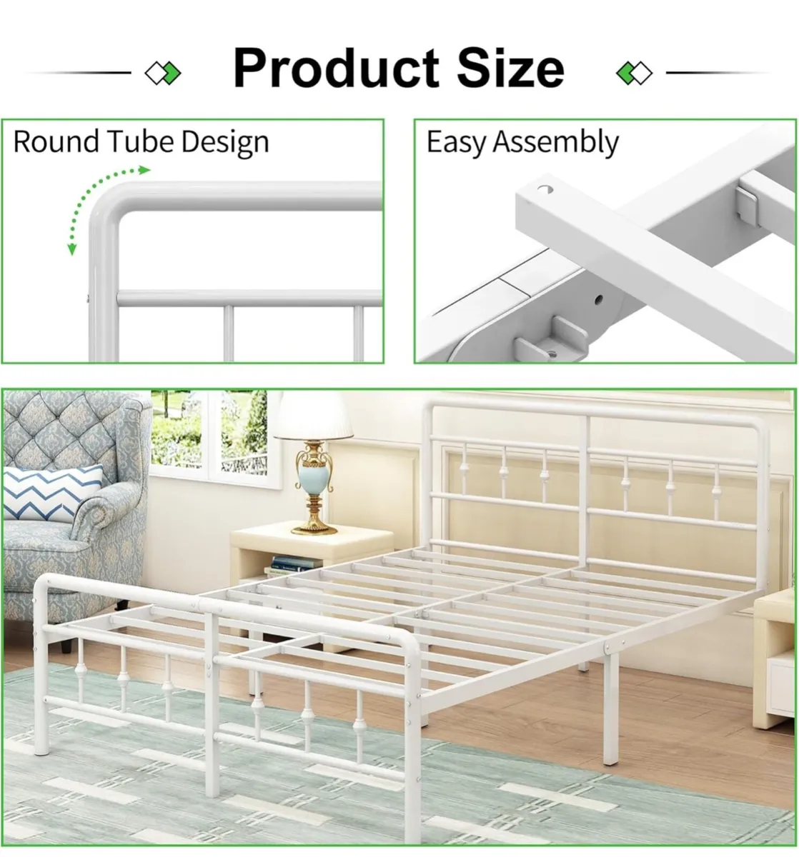 Double Bed Frame 4ft6 with Headboard and Footboard - Image 4