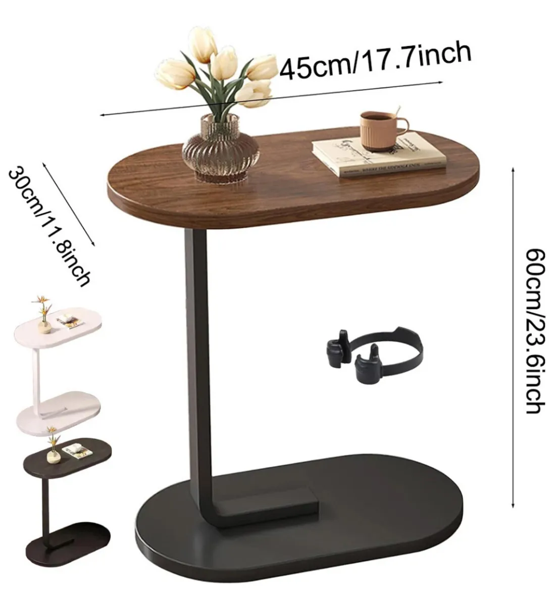 Black C Shaped Compact Coffee Table NEW - Image 3