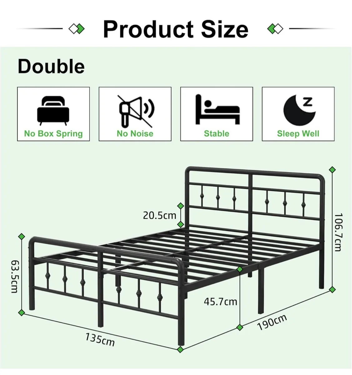 Double Bed Frame 4ft6 with Headboard and Footboard - Image 4