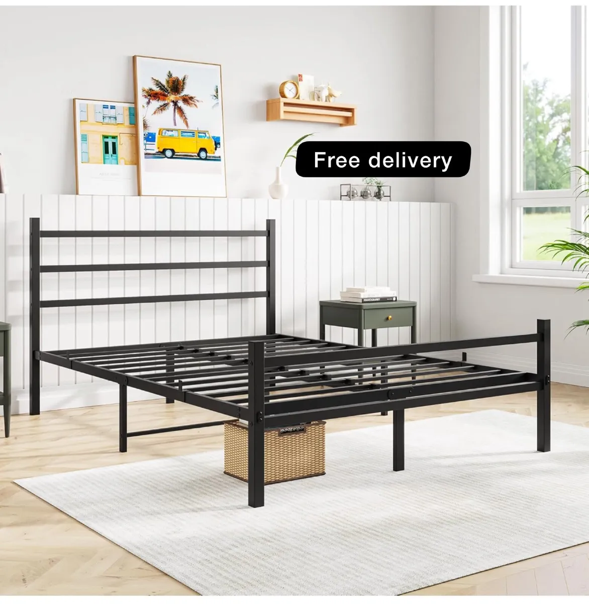 Double Bed Frames with Headboard and Footboard Hea - Image 1